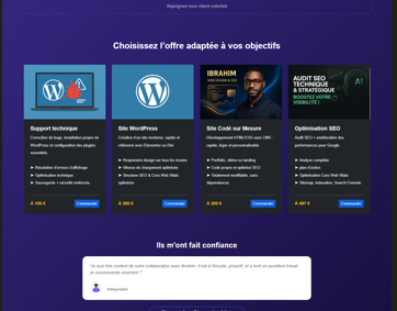 Page de vente professionnelle